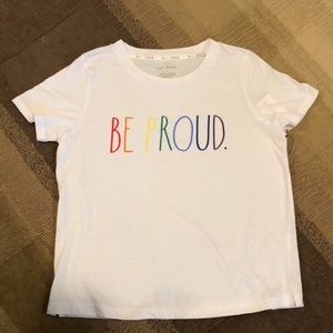 NWT Rae Dunn White Cotton Blend Be Proud Tee size M